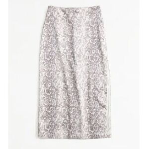 NWT Abercrombie High Slit Snake Print Satin Midi Skirt L